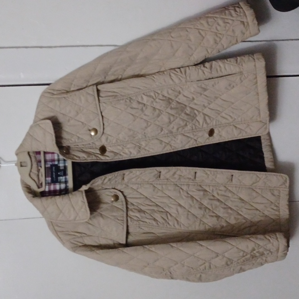 Lands End Womens Beige Quilted medium 10-12 Shooting Field Jacket